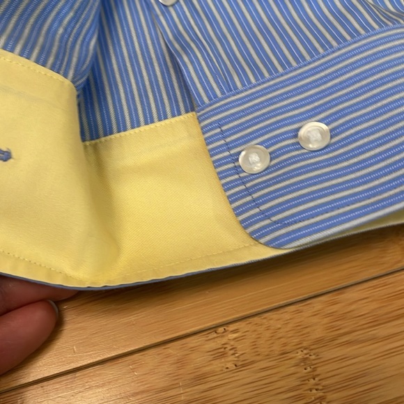 NWOT Paul Fredrick Non-iron Cotton Windowpane Dress Shirt With Contrast Trim - Picture 6 of 9